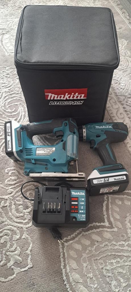 Makita JV183D Decoupeerzaag & DF457D Boormachine Set, Ophalen of Verzenden, Gebruikt, Boor- en Schroefmachine