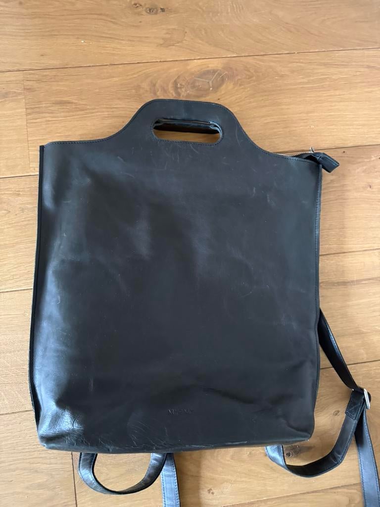 Myomy tas van leer, Ophalen of Verzenden, Zo goed als nieuw, Zwart, Schoudertasje