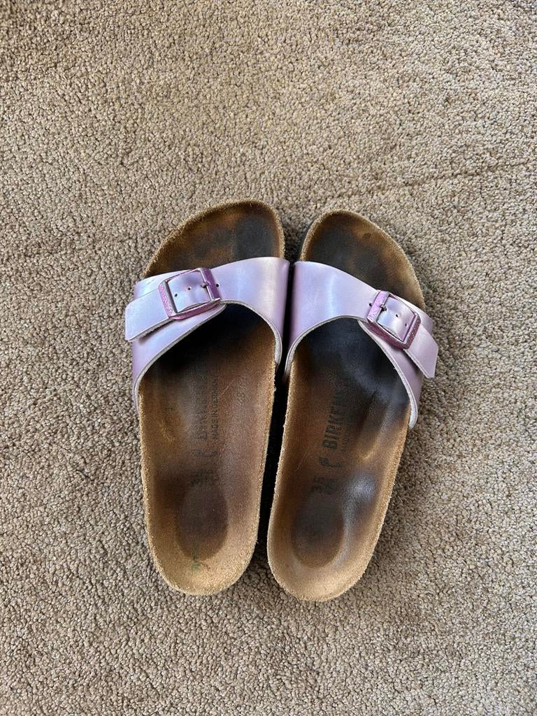 Birkenstock slippers maat 35 roze lila, Meisje, Overige typen, Ophalen of Verzenden, Zo goed als nieuw