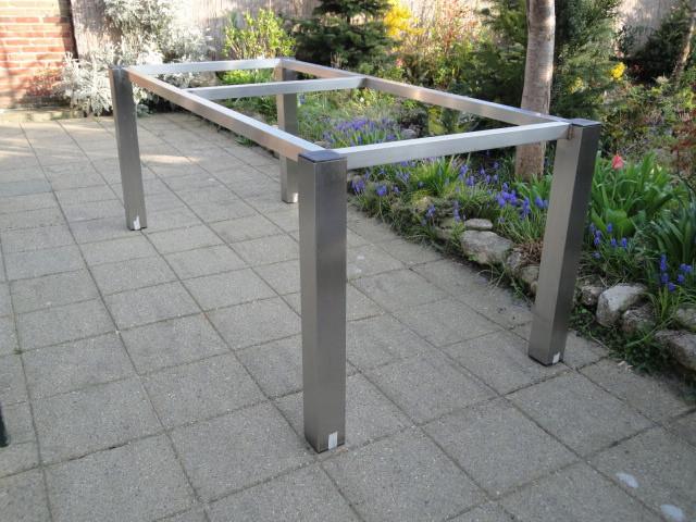 rvs tafel onderstel, Huis en Inrichting, Tafels | Eettafels, Ophalen, Gebruikt, 50 tot 100 cm, Vier personen