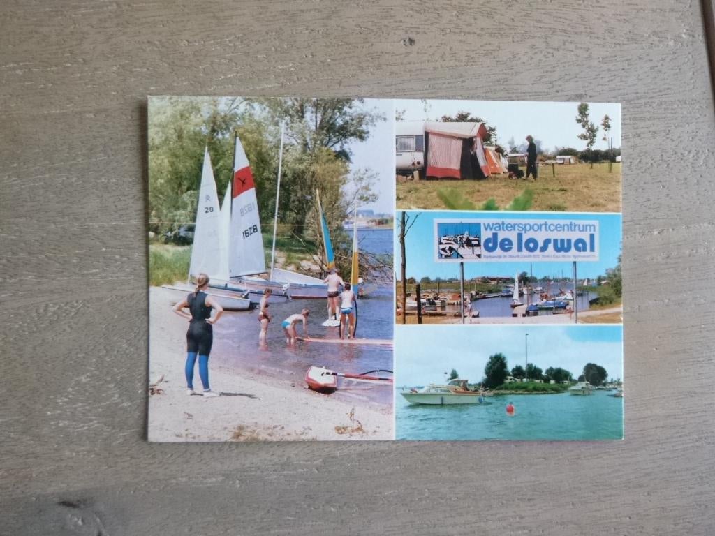 Maurik, ws centr. de Loswal  tent/boten, Verzamelen, Ansichtkaarten | Nederland, Verzenden, 1980 tot heden, Ongelopen, Noord-Brabant