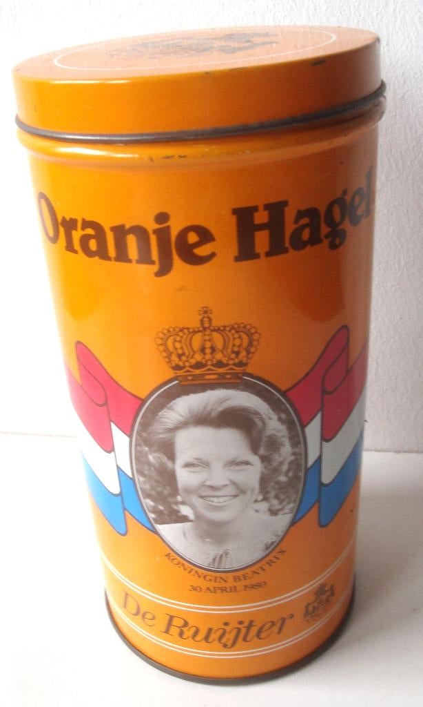 Oranje Hagel blik, De Ruijter: 30 april 1980 met Beatrix en, Verzamelen, Ophalen of Verzenden, Zo goed als nieuw, Overige, Overige merken
