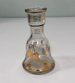 Vintage glazen vaas 20cm glas met palmboom bloemen vaas, Ophalen of Verzenden