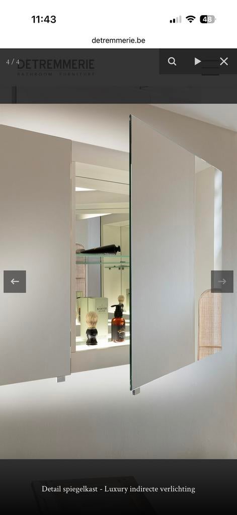 Detremmerie badkamer spiegelkast luxury 120x65x16, Ophalen, Spiegelkast, 100 tot 150 cm, Nieuw