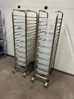 Te koop 2 stuks gastronorm rvs regaalwagens met gn bakken, Ophalen of Verzenden, Zo goed als nieuw