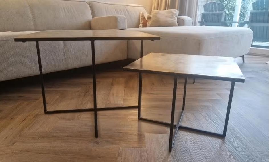 Luxe Richmond Interiors Salontafels (Set van 2) – Goud/Brass, Huis en Inrichting, Tafels | Salontafels, Ophalen, 50 tot 100 cm