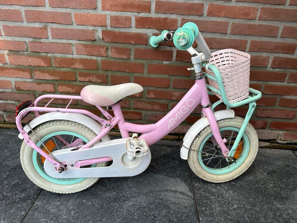 Amigo kinderfietsje roze, Ophalen, Gebruikt, Minder dan 16 inch, Zijwieltjes