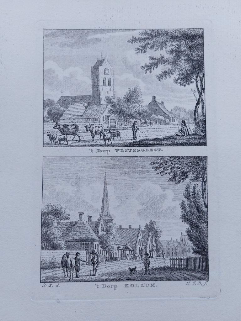 6-7 Westergeest en Kollum Gravure uit 1790, Ophalen of Verzenden