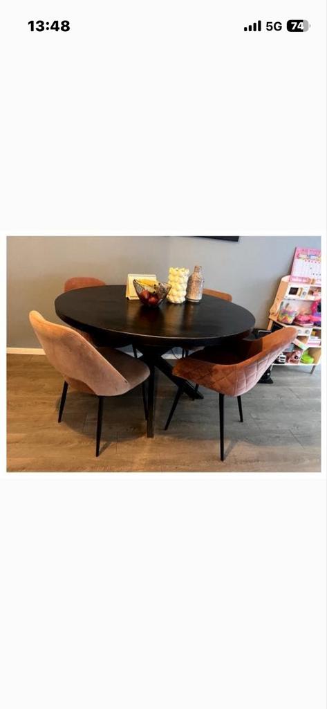 4 Oud Roze Stoelen van Goossens, Huis en Inrichting, Stoelen, Overige kleuren, Ophalen of Verzenden, Zo goed als nieuw, Vier