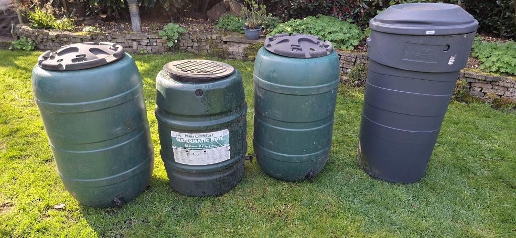 Diverse regentonnen, Ophalen, Kunststof, Met kraantje, 150 liter of meer