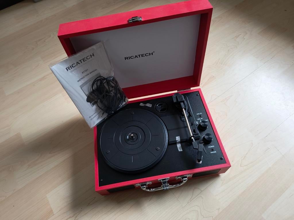 Ricatech Rode Draagbare Platenspeler, Ophalen, Zo goed als nieuw, Platenspeler, Overige merken