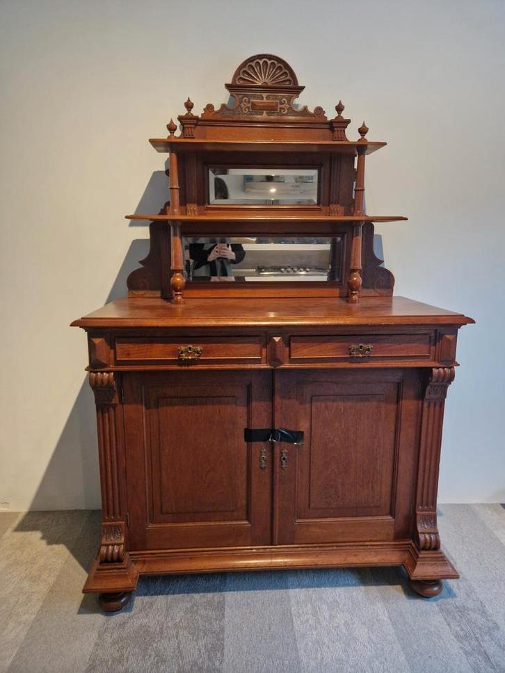 Antiek biedermeier dressoir met verwijderbare spiegelopbouw, Antiek en Kunst, Antiek | Meubels | Kasten, Ophalen of Verzenden
