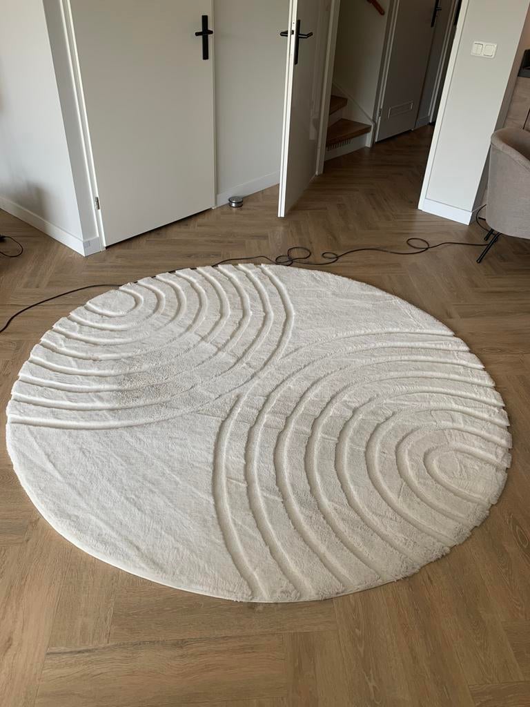 Tof tapijt! Super zacht!, Huis en Inrichting, Ophalen, Gebruikt, Wit, Rond