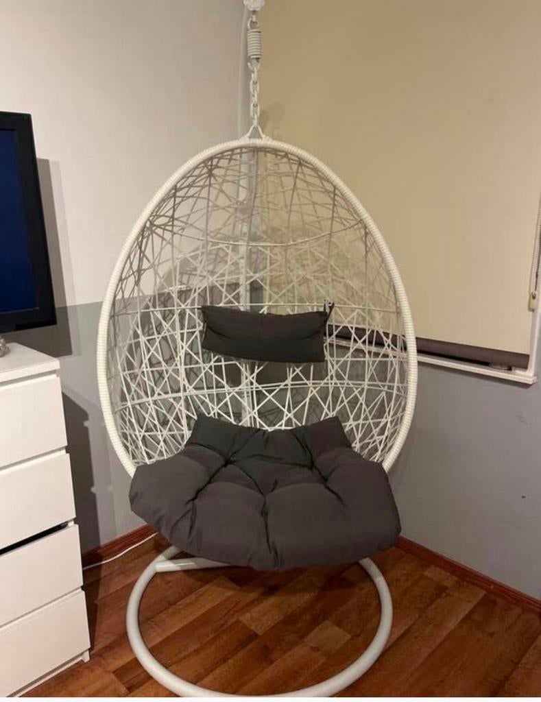 Hangstoel eivorm wit, Huis en Inrichting, Stoelen, Ophalen, Gebruikt, Wit, Eén