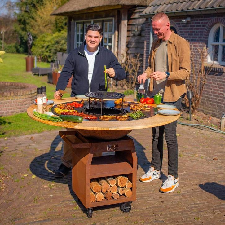 Plancha BBQ grill Maestro 100 cm Cortenstaal buitenkeuken, Tuin en Terras, Houtskoolbarbecues, Nieuw, Met accessoires, Ophalen of Verzenden