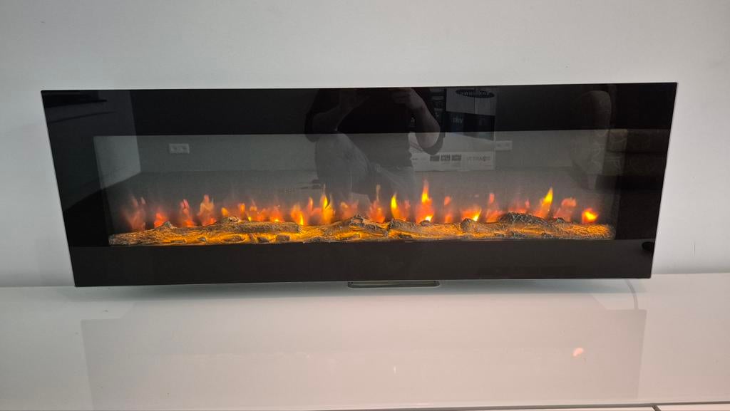 Elektrische Sfeerhaard met Verwarming - 105x35x12.5 cm, Ophalen, Zo goed als nieuw, Hangende haard, Elektrische haard