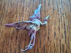 vintage broche kraanvogel lila emaille, Overige materialen, 4 tot 7 cm, Gebruikt, Verzenden