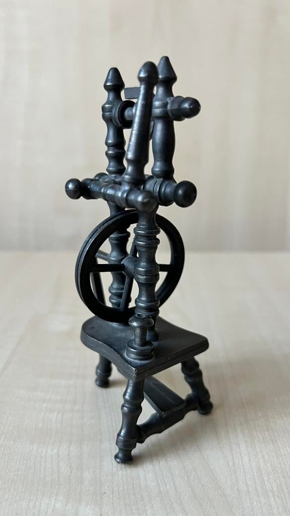 Tinnen spinnenwiel uit de jaren 60, 14 cm hoog, Ophalen