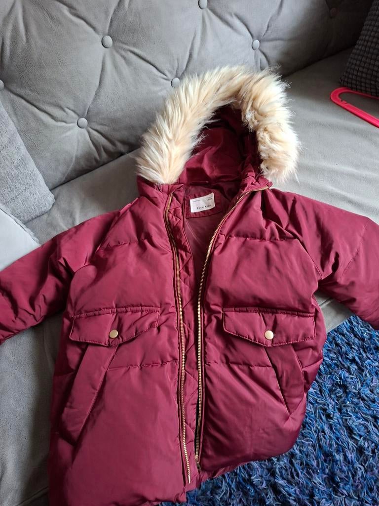 Zara Kids winterjas maat 122 met bontrand, Ophalen, Jongen of Meisje, Jas, Zara Kids