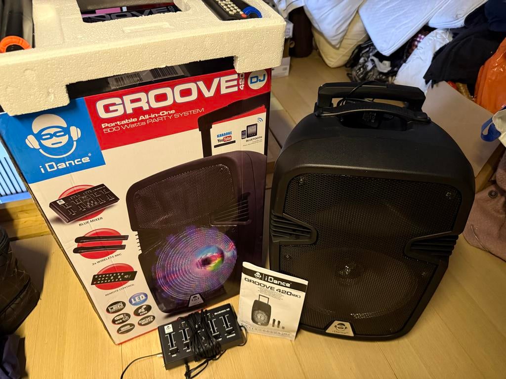iDance Groove 420MK3 Draagbaar Party Systeem, Ophalen of Verzenden, Zo goed als nieuw, Complete set