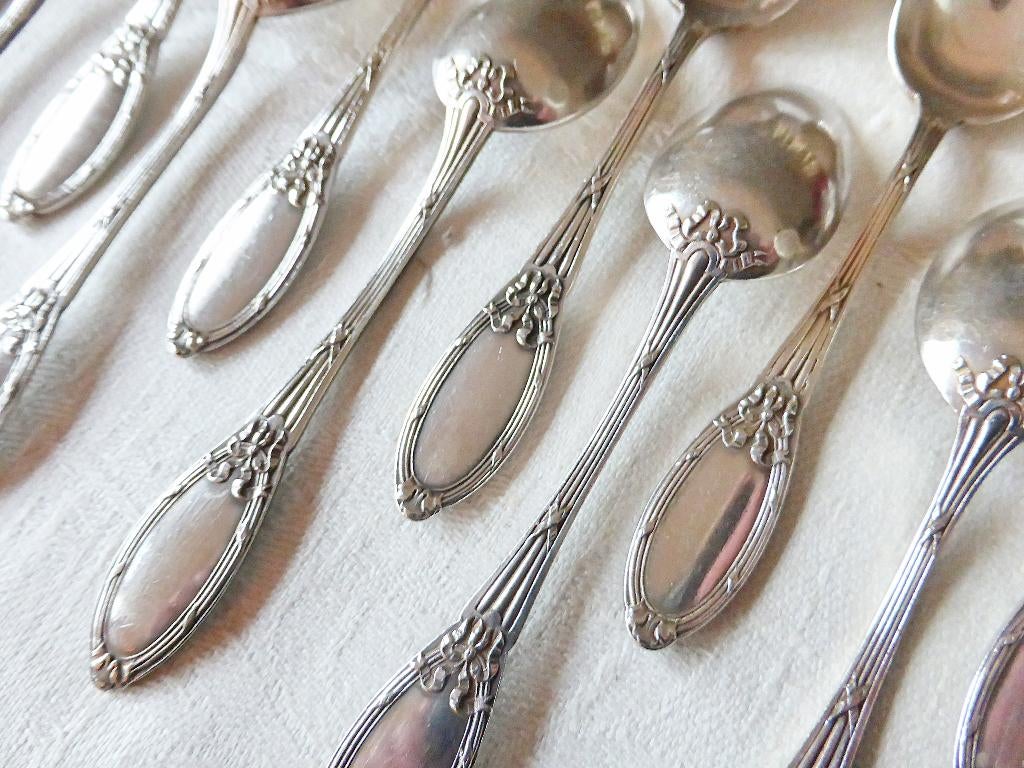 TOP 12 antieke verzilverde FRANSE koffielepeltjes LOUIS XVI, Ophalen of Verzenden