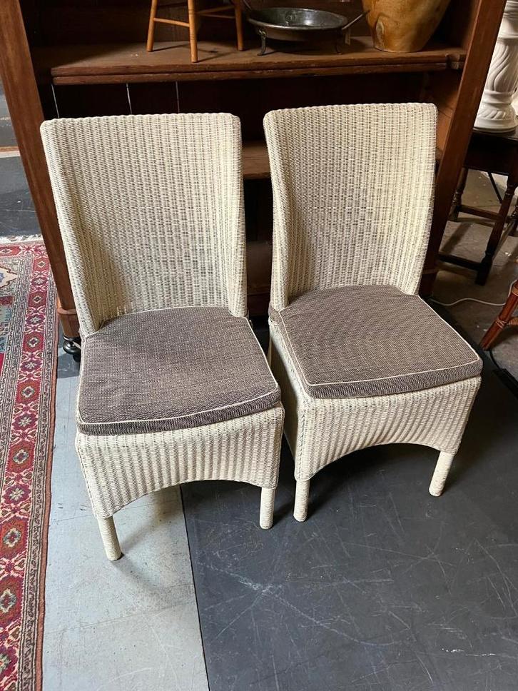 2) Twee Lloyd loom eetkamer stoelen., Huis en Inrichting, Stoelen, Gebruikt, Twee, Bruin, Ophalen
