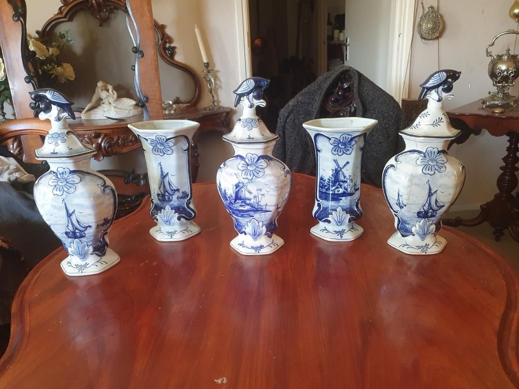 5 delig delftsblauw kaststel, Verzenden