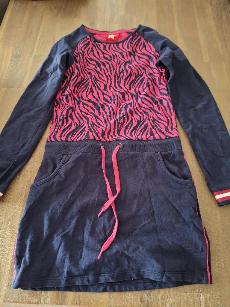 Blauw/roze jurk, lange mouwen, maat 140/146, Kruidvat, Meisje, Kruidvat, Ophalen of Verzenden, Zo goed als nieuw