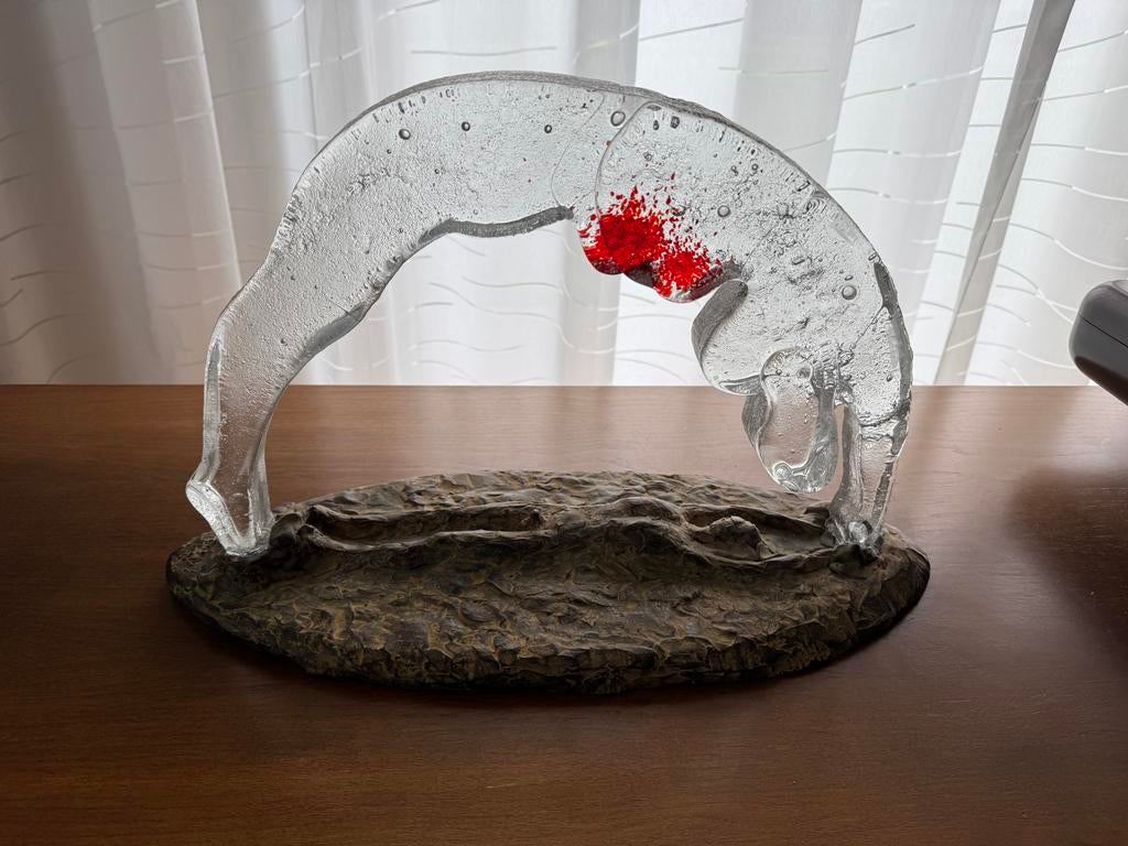 Fredy E. Wubben - Noet Above Geb - Glas en Brons Sculptuur, Ophalen