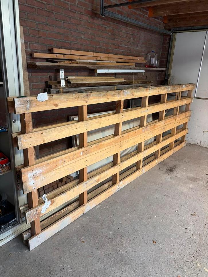 Grote houten pallet 350cm lang, Doe-het-zelf en Verbouw, Hout en Planken, Gebruikt, Pallet, Overige houtsoorten, 300 cm of meer