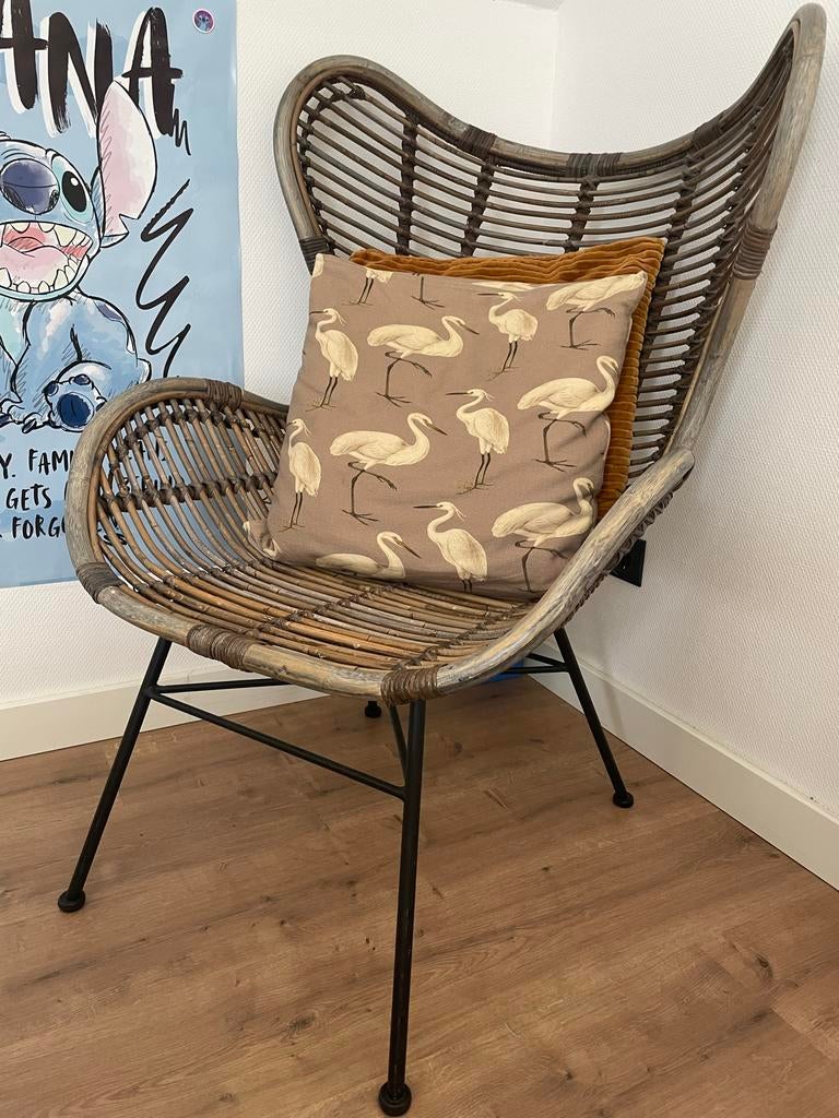 Rotan vlinderstoel, Huis en Inrichting, Stoelen, Ophalen, Gebruikt, Bruin, Riet of Rotan