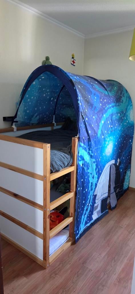 Halfhoogslaper Kura (Ikea) met ruimte-thema tent, Ophalen, 100 cm, Hoogslaper, Eenpersoons
