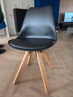 4 Leen Bakker Senja eetkamerstoelen - zwart/hout, Gebruikt, Zwart, Vier, Modern