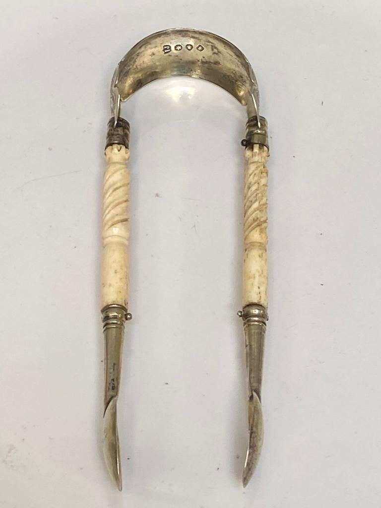 Antiek zilveren klonten tang, Verzenden, Zilver