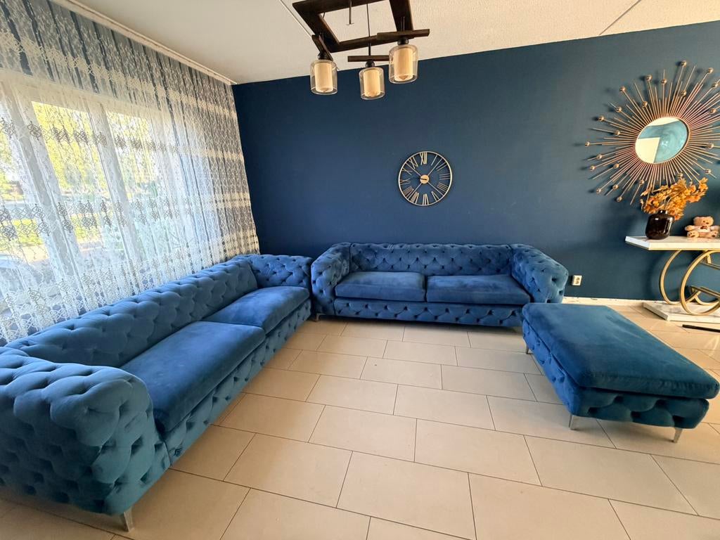 Bankset blauw, Huis en Inrichting, Ophalen, Gebruikt