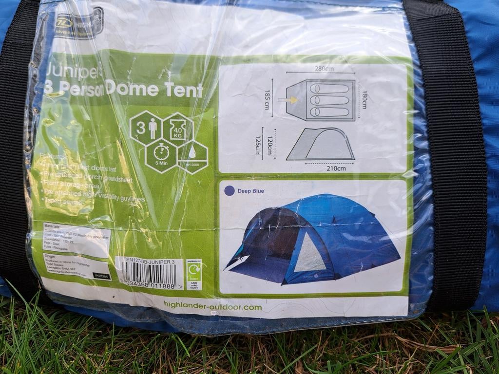 3 tenten: Highlander Juniper, Decathlon Quechua  v.a. €10,-, Ophalen of Verzenden, Gebruikt, Meer dan 6