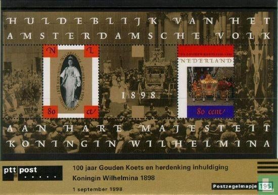 Postzegelmapje M195 Koningin Wilhelmina Gouden Koets 1998, Postzegels en Munten, Postzegels | Nederland, Ophalen of Verzenden