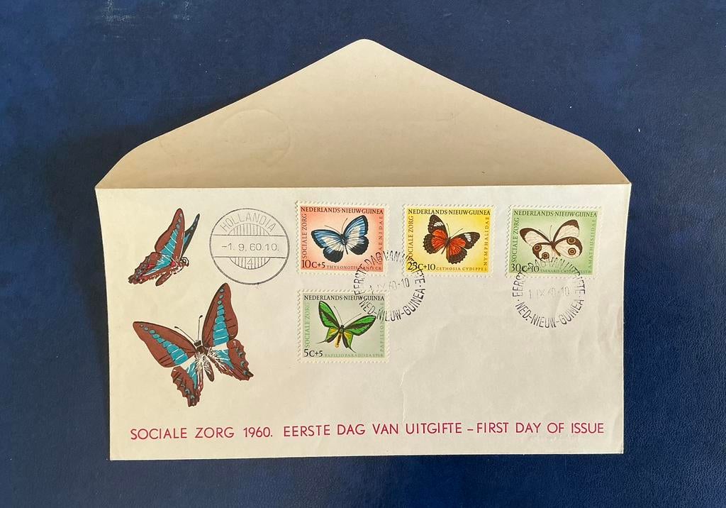 Nederlands-Nieuw-Guinea 1960 FDC Sociale zorg Vlinders E5, Postzegels en Munten, Postzegels | Eerstedagenveloppen, Ophalen of Verzenden