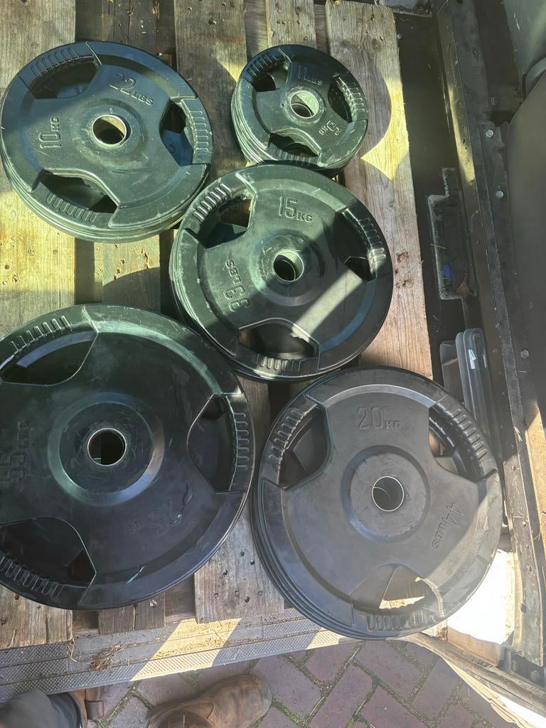 Olympische halterschijven set - 150 kg, Ophalen, Halterschijven, Gebruikt, Idk