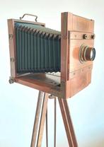 Antieke Balg camera met statief analoge fotocamera lens foto, Ophalen of Verzenden, Gebruikt, Overige Merken