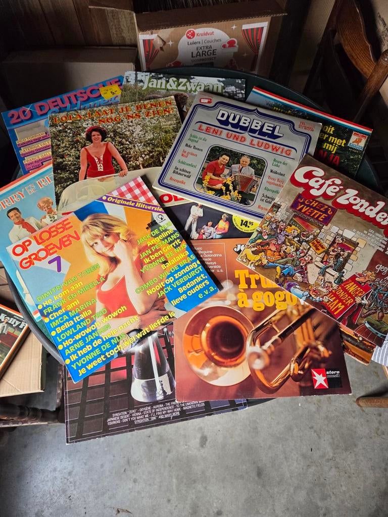 Piratenmuziek LP's met retro platenkoffer, Ophalen of Verzenden, Gebruikt, Overige formaten, Levenslied of Smartlap