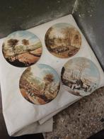 4 decoratieve schotels met landschapstaferelen, Ophalen of Verzenden