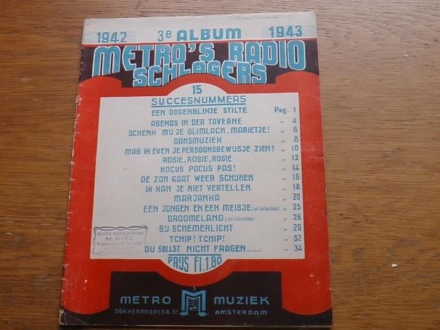 METRO'S RADIO SCHLAGERS 1942 -1943, Muziek en Instrumenten, Bladmuziek, Gebruikt, Ophalen of Verzenden, Artiest of Componist, Populair