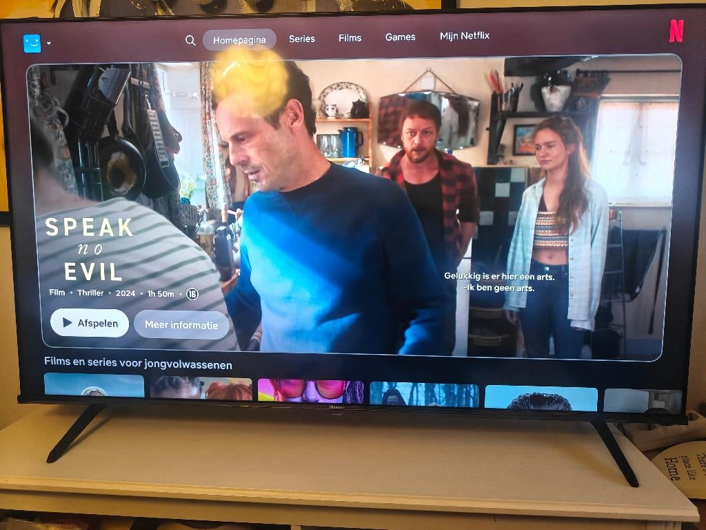 Hisense 55 inch 55e7nq 4k qled tv, QLED, Zo goed als nieuw, 100 cm of meer, 4k (UHD)