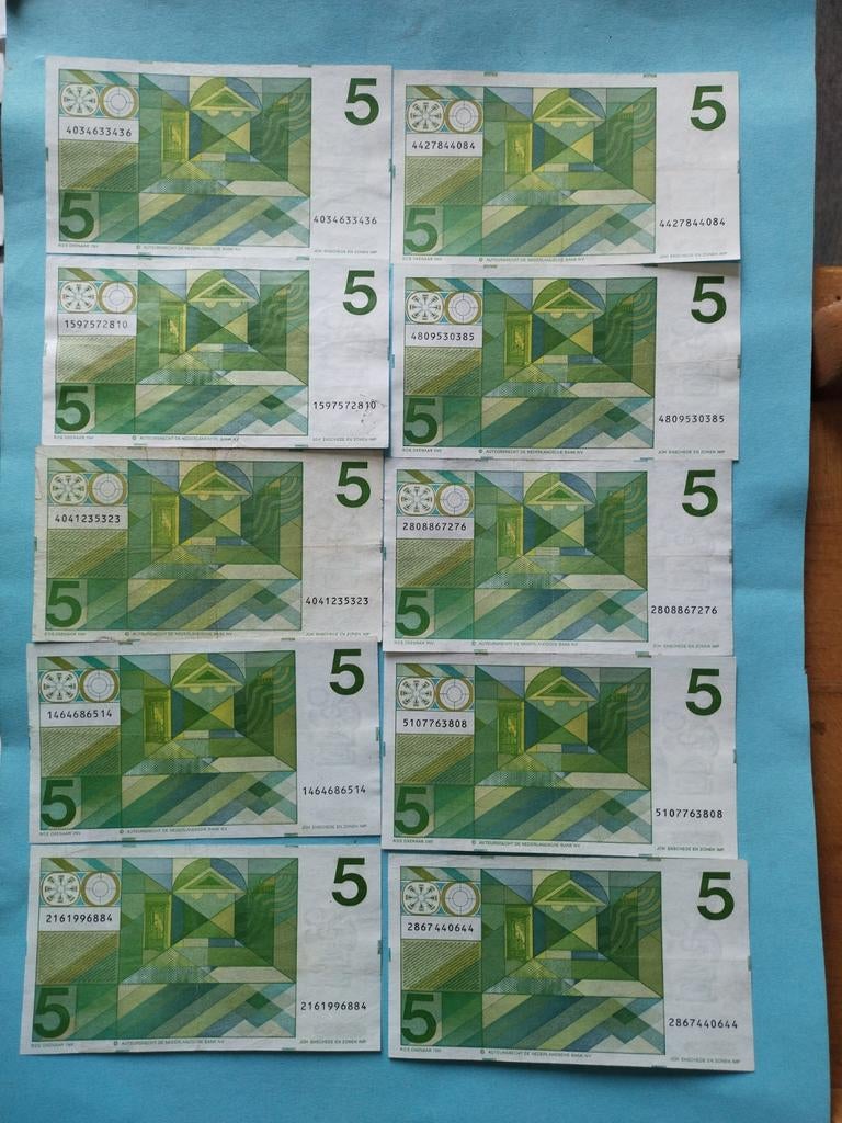 10 x 5.00 1973, Postzegels en Munten, Bankbiljetten | Nederland, Ophalen of Verzenden, 10 gulden