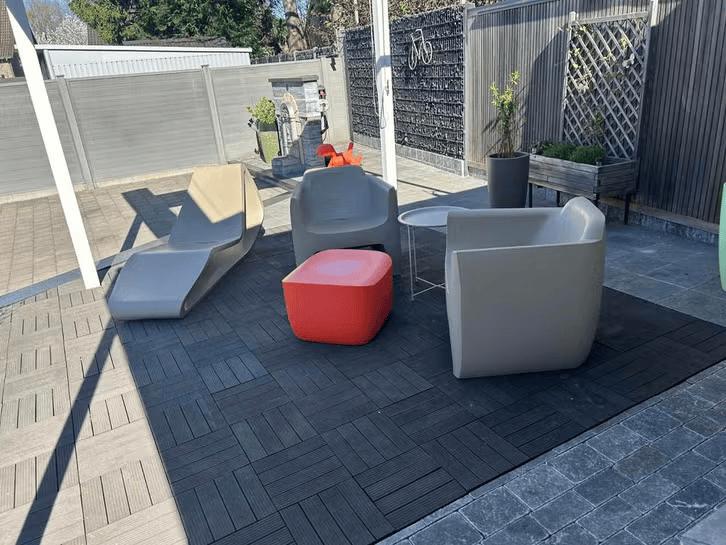 Moderne design tuinset – lounge set met ligzetel, Tuin en Terras, Ophalen, Kunststof, Gebruikt, 3 zitplaatsen