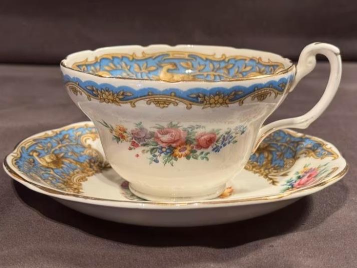 Mooie kop en schotel - Coalport Montrose Blue, Antiek en Kunst, Ophalen of Verzenden