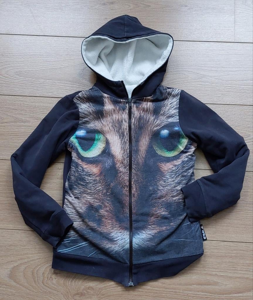 Stoere wild vest hoofd kat draagmaat 122, Jongen of Meisje, Trui of Vest, Ophalen of Verzenden, Zo goed als nieuw