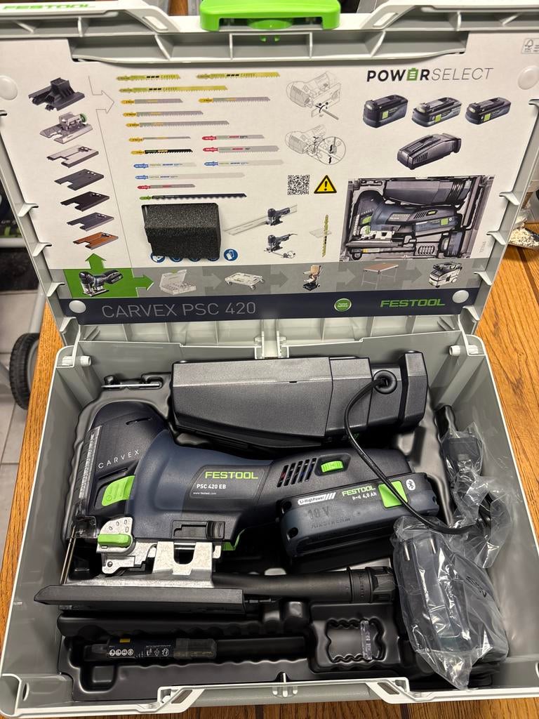 Nieuwe Festool PSC 420 EB Decoupeerzaag Set met 2x 4.0 Ah Ac, Ophalen of Verzenden, Nieuw, Decoupeerzaag