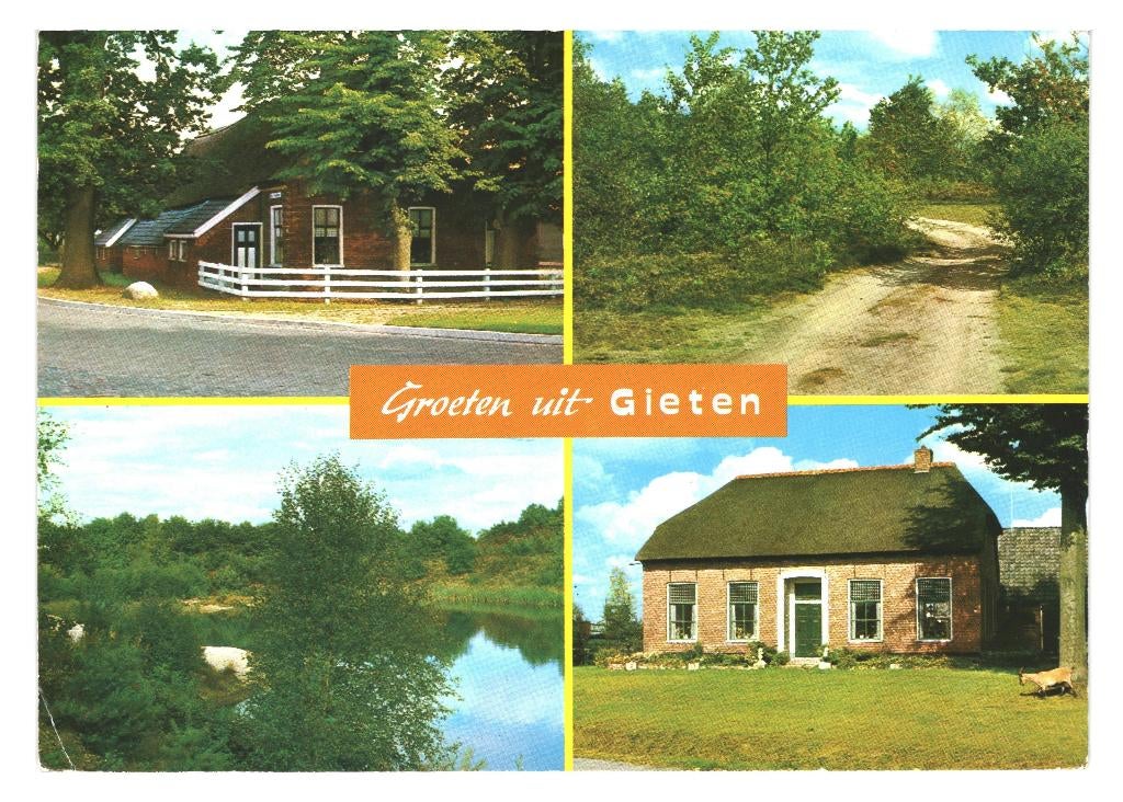 40455 Gieten 1977 Drente Gelopen met postzegel Stempel Assen, Verzamelen, Ansichtkaarten | Nederland, Gelopen, Drenthe, 1960 tot 1980